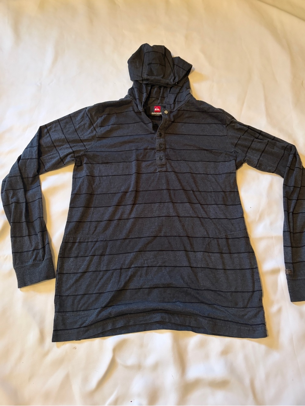 Quiksilver Men's Charcoal Gray Striped Hooded Henley